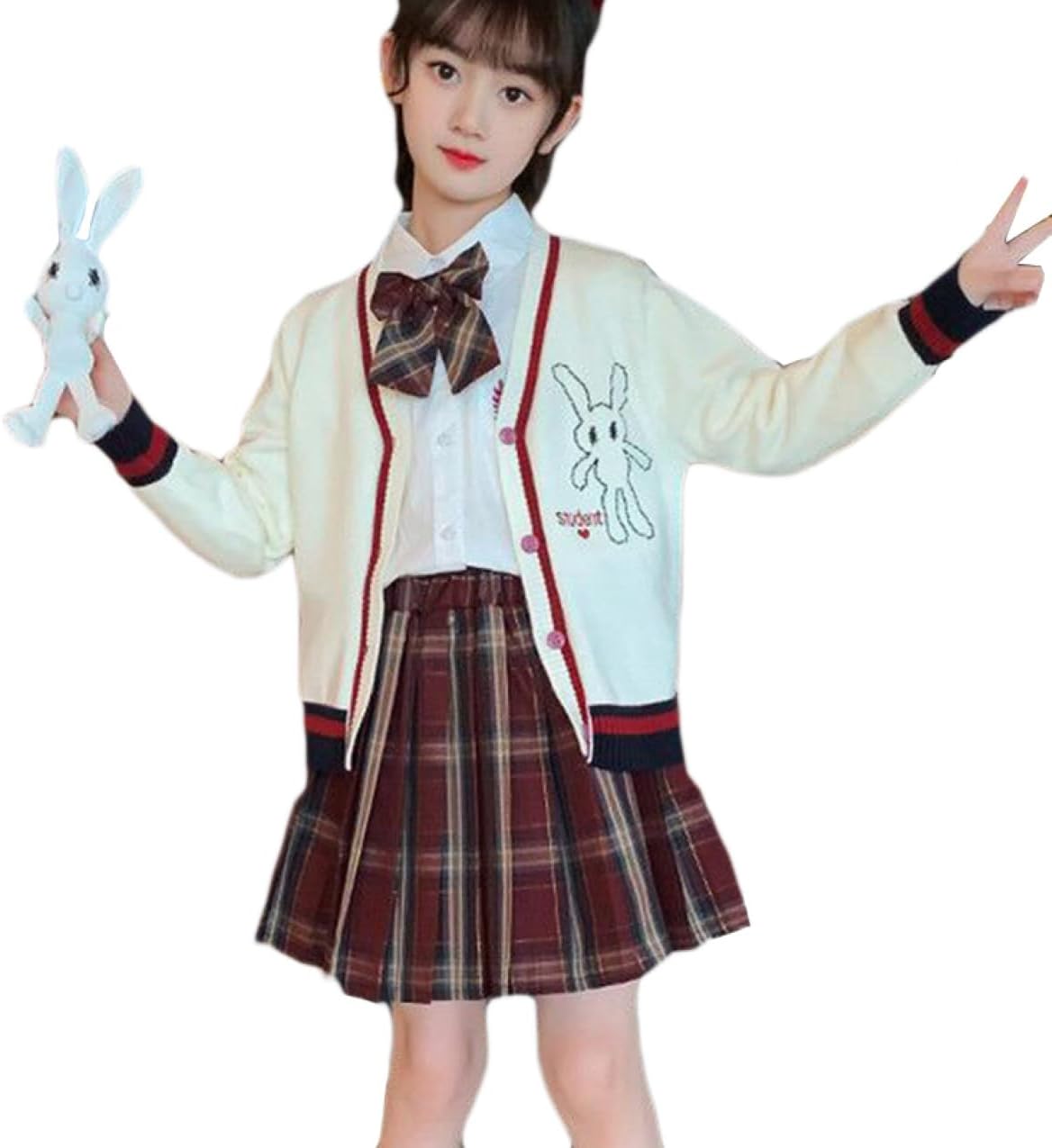 美品＊FILAフィラ＊紺白チェックトップスとプリーツキュロットパンツ